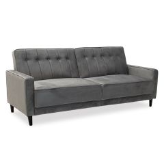 Καναπές - κρεβάτι chicago pakoworld 3θέσιος με βελούδο ασημί-γκρι 205x86x85εκ