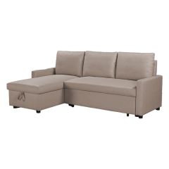 Γωνιακός καναπές αναστρέψιμος-κρεβάτι infuse pakoworld με αποθηκευτικό χώρο μπεζ ύφασμα 203x130x88εκ