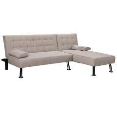 Γωνιακός καναπές-κρεβάτι αριστερή γωνία brisk pakoworld καφέ-γκρι ύφασμα 200x146x75εκ