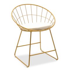 Καρέκλα seth pakoworld μέταλλο χρυσό-μαξιλάρι pvc λευκό