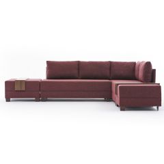 Πολυμορφικός καναπές-κρεβάτι αριστερή γωνία pwf-0155 με ύφασμα μπορντό 210x280x70εκ