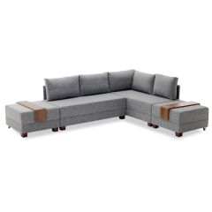 Πολυμορφικός καναπές-κρεβάτι αριστερή γωνία pwf-0155 με ύφασμα ανθρακί 210x280x70εκ