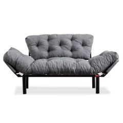 Καναπές κρεβάτι pwf-0018 pakoworld 2θέσιος με ύφασμα χρώμα γκρι 155x73x85cm