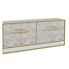 Μπουφές marble pakoworld χρώμα λευκό μαρμάρου-χρυσό 180x47,5x75εκ