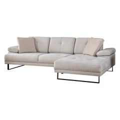 Γωνιακός καναπές με αριστερή γωνία pwf-0586 pakoworld ύφασμα μπεζ 274x174x83εκ