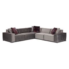 Γωνιακός καναπές με αριστερή γωνία pwf-0623 ύφασμα γκρι-ανθρακί 300/300x76εκ