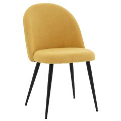 Καρέκλα graceful pakoworld ύφασμα μπουκλέ κίτρινο-πόδι μαύρο