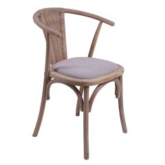 Καρέκλα dourel pakoworld ύφασμα γκρι-rattan πόδι φυσικό