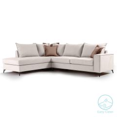 Γωνιακός καναπές δεξιά γωνία Romantic pakoworld ύφασμα cream-mocha 290x235x95εκ