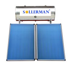Ηλιακός θερμοσίφωνας 300LT/5m2 glass inox διπλής ενέργειας Sollerman 